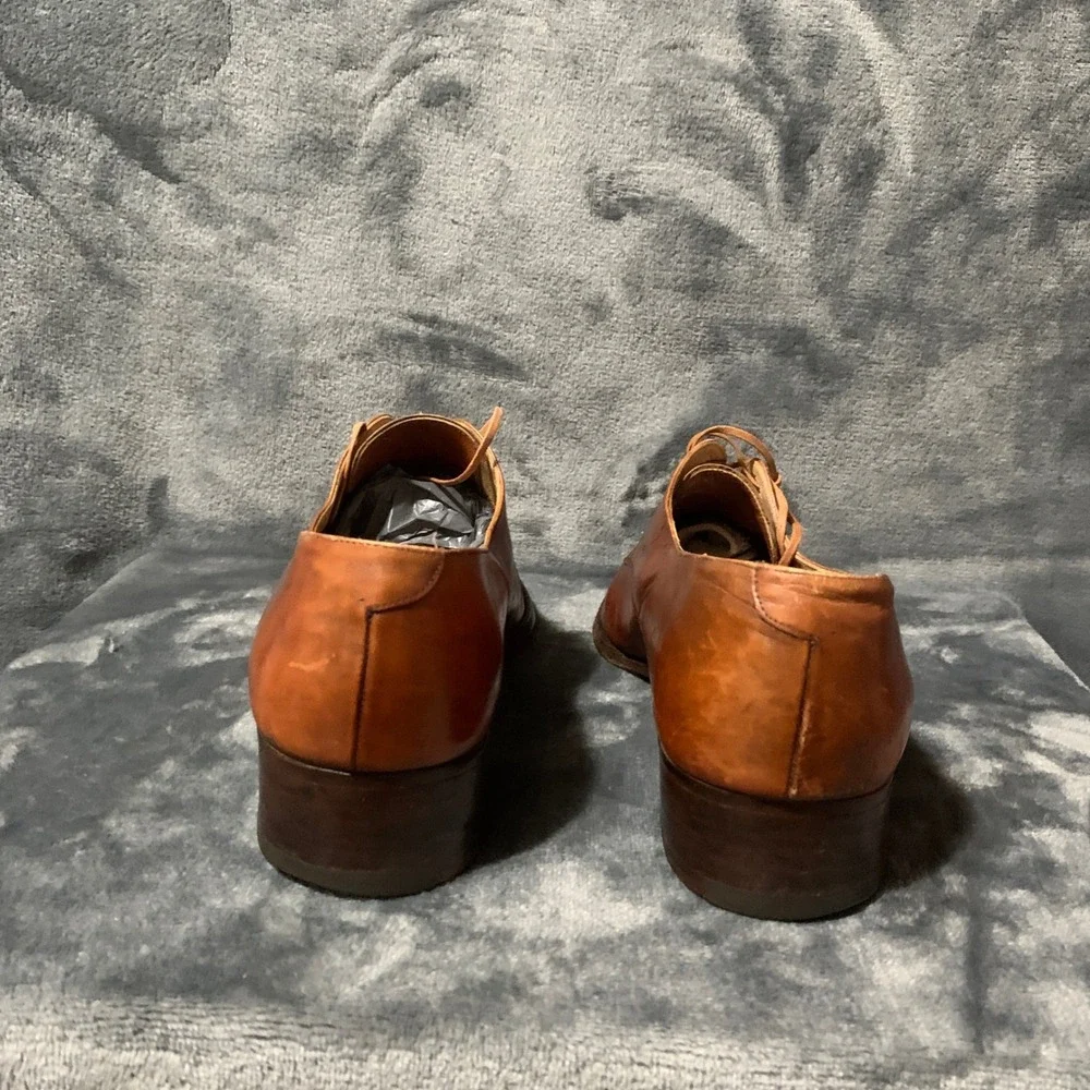 Bally Mens Brown Leather Derby Dress Shoes Made in Italy Lace Up Plain Toe 9.5